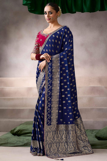 Faddism Kamala Silk Premium Pure Crepe Saree with Designer Blouse