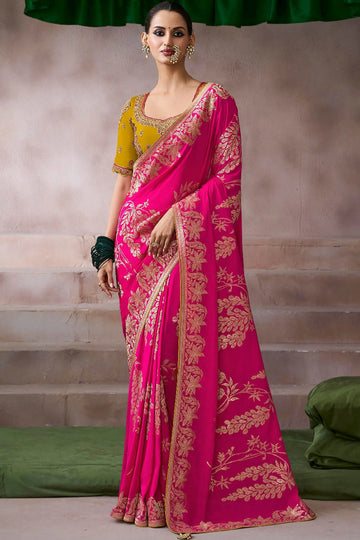 Faddism Kamala Silk Premium Pure Crepe Saree with Designer Blouse