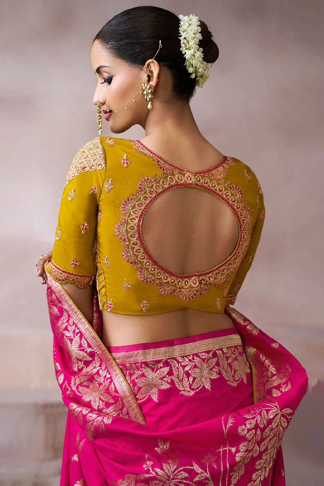 Faddism Kamala Silk Premium Pure Crepe Saree with Designer Blouse