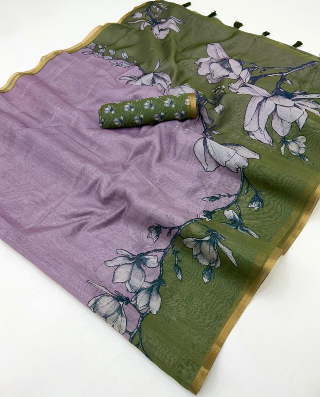 Faddism Kazari Chanderi Linen Saree
