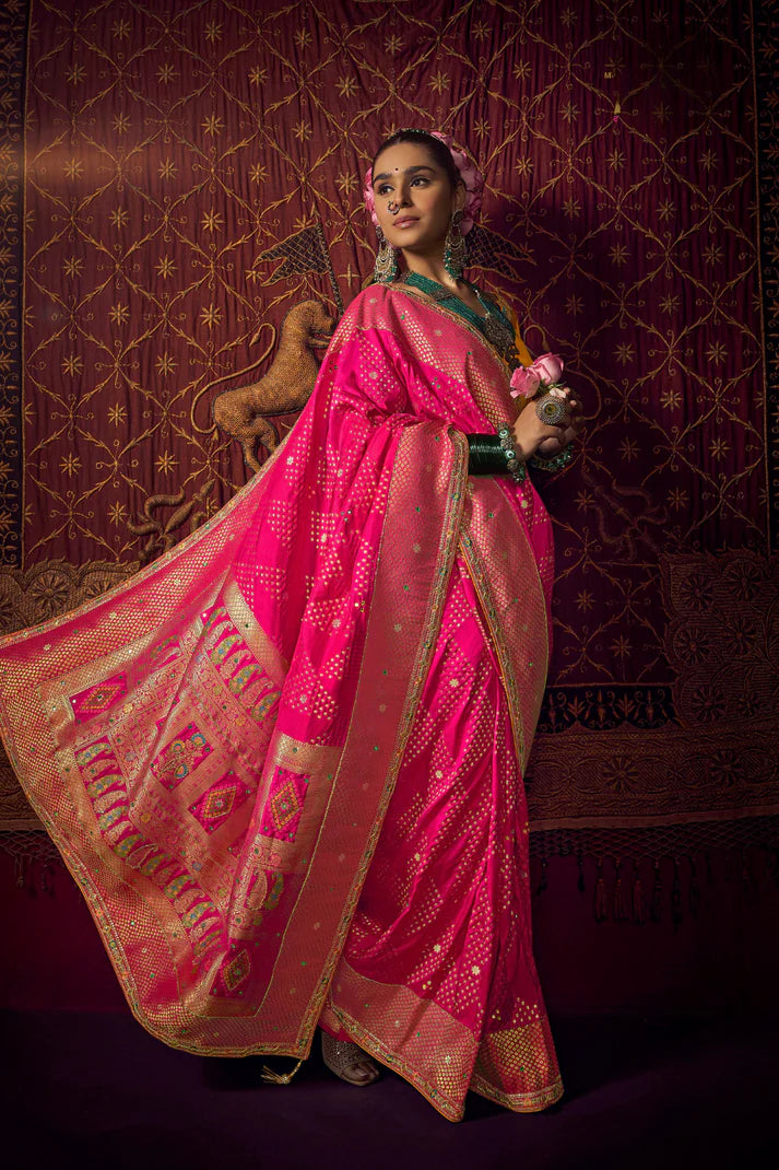 Faddism Kimayra Pure Viscose Dola Saree with Handwork Blouse