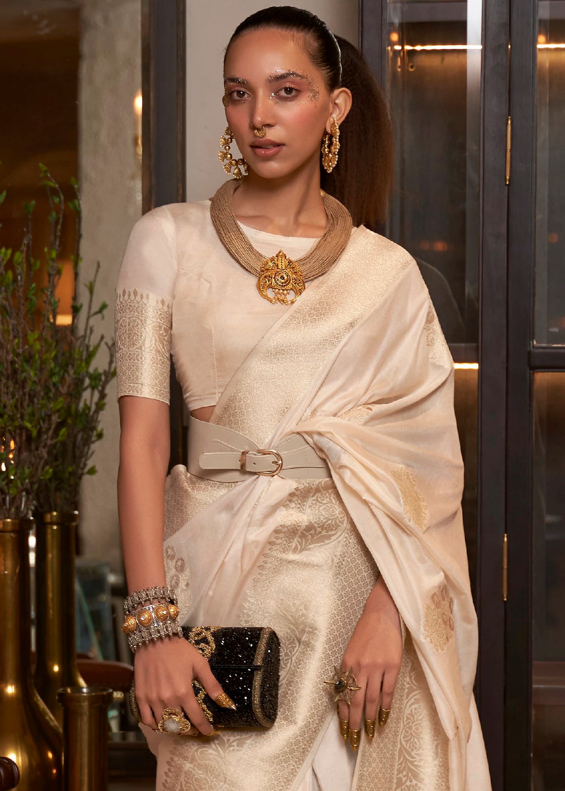 Faddism Korsa Georgette Pure Khadi Handloom Saree