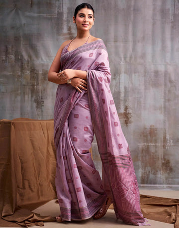 Faddism Mauve Kumud Modal Cotton Saree