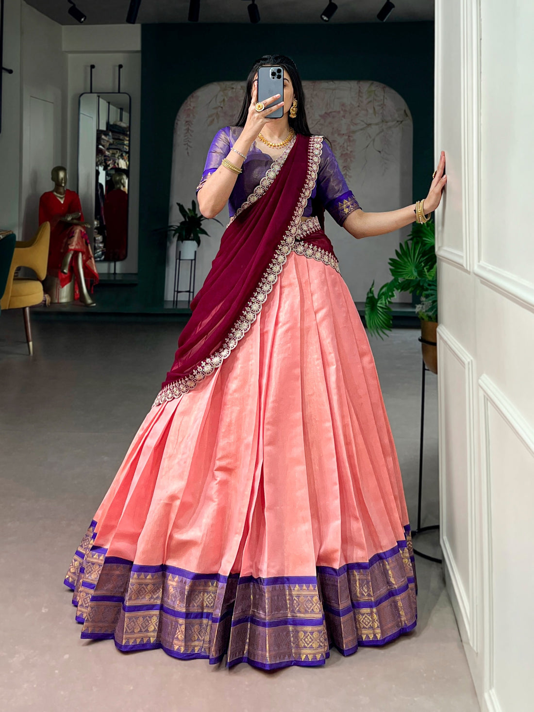 Faddism Kanchipuram Zari Weaving Lehenga Choli Set – L2015