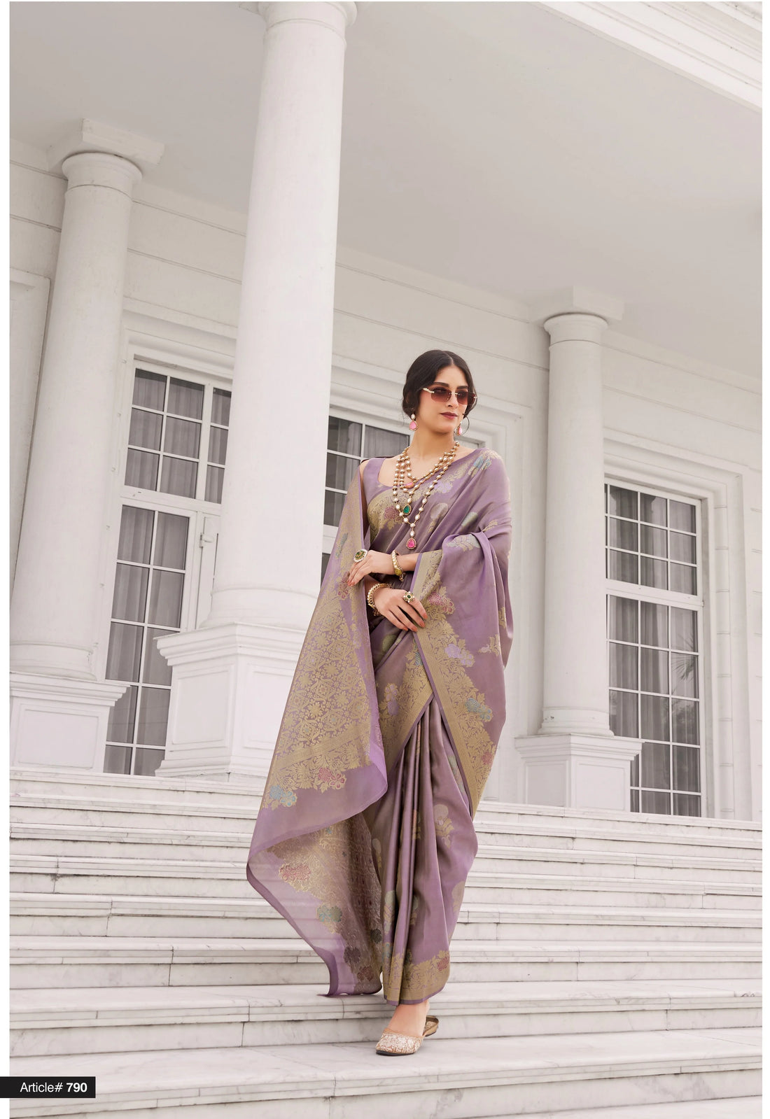 Faddism Lavender Koper Silk Kuraa Silk Saree