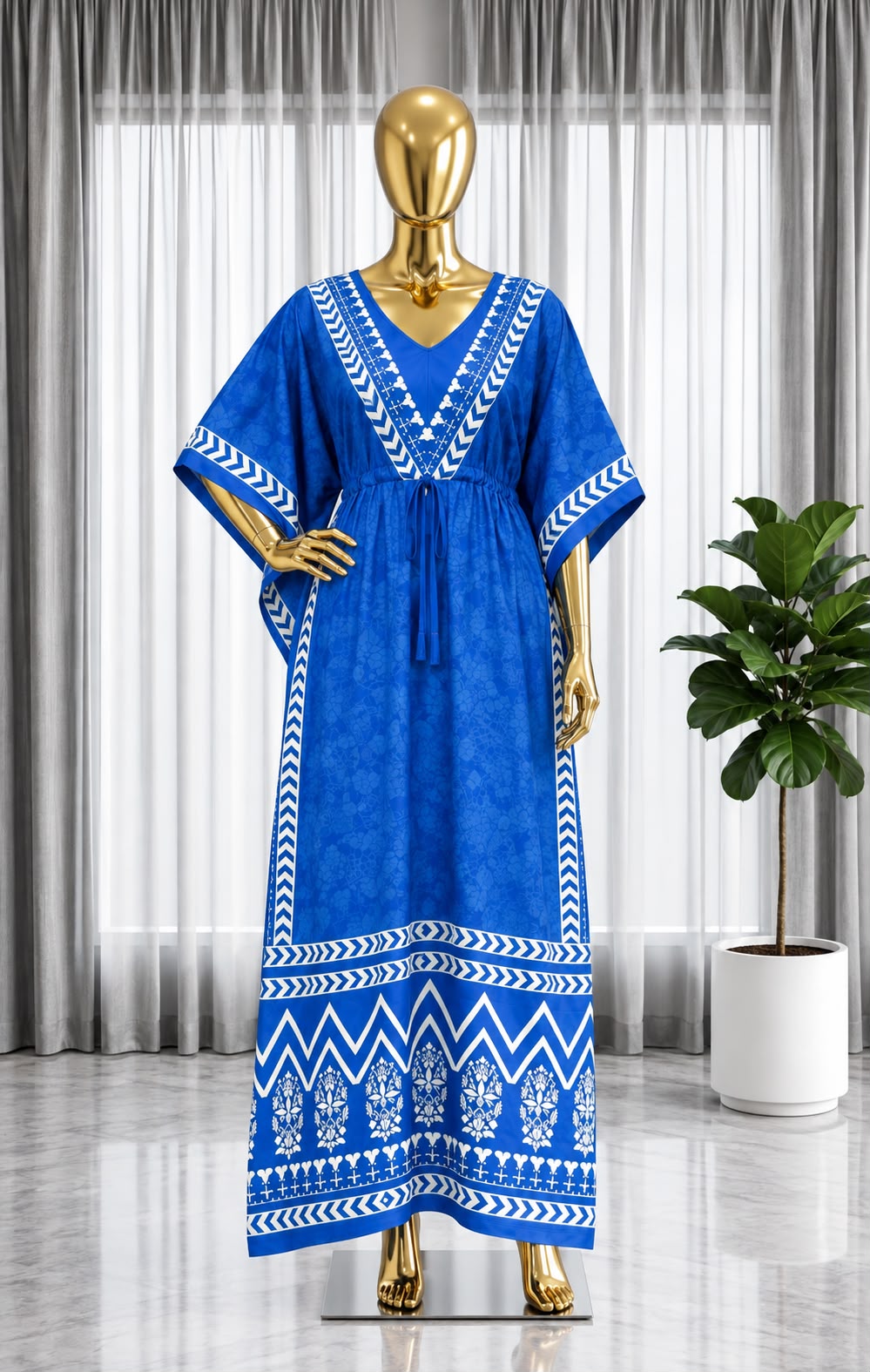 Faddism Long Heavy French Crepe Printed Kaftan