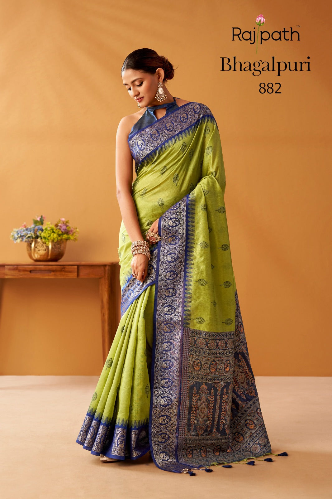 Faddism Nova Tussar Modal Fancy Cotton Saree with Pochampally Border