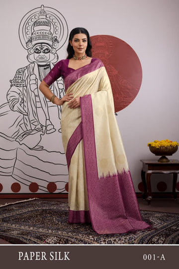 Faddism Paper Silk 001 Handloom Weaving Paper Silk Saree