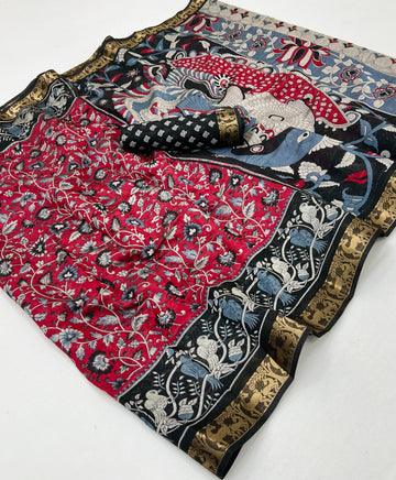 Faddism Parrot PV Cotton Saree