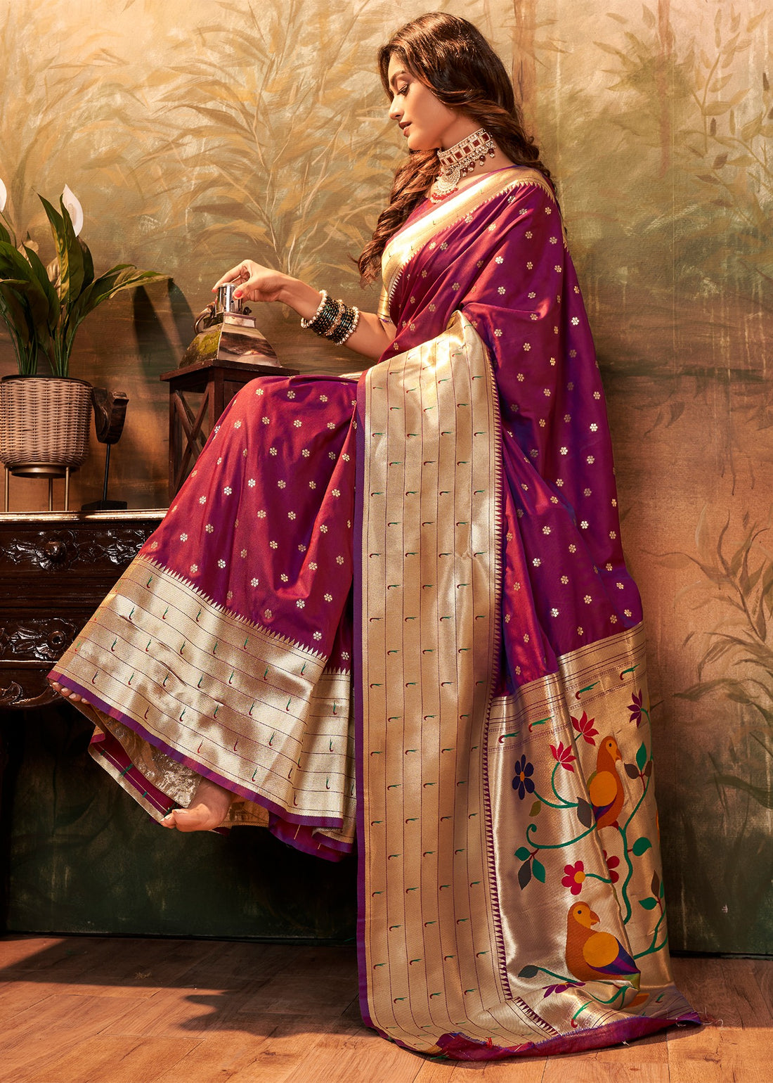 Faddism Purple Pavitra Paithani Pure Paithani Silk Saree
