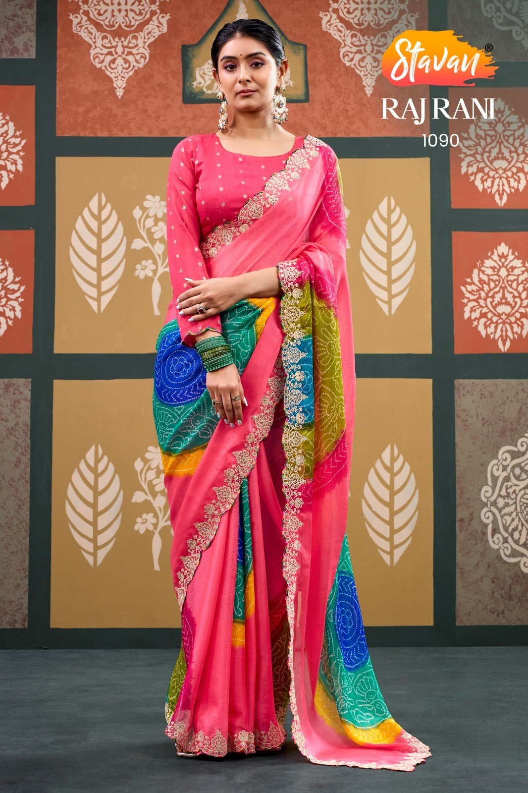 Faddism Stavan RajRani Sparkle Chiffon Saree with Embroidery Work