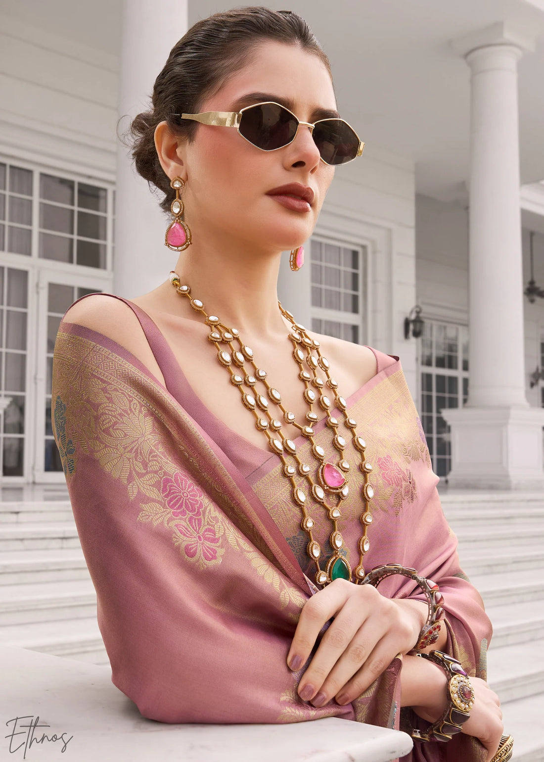 Faddism Rose Koper Silk Kuraa Silk Saree