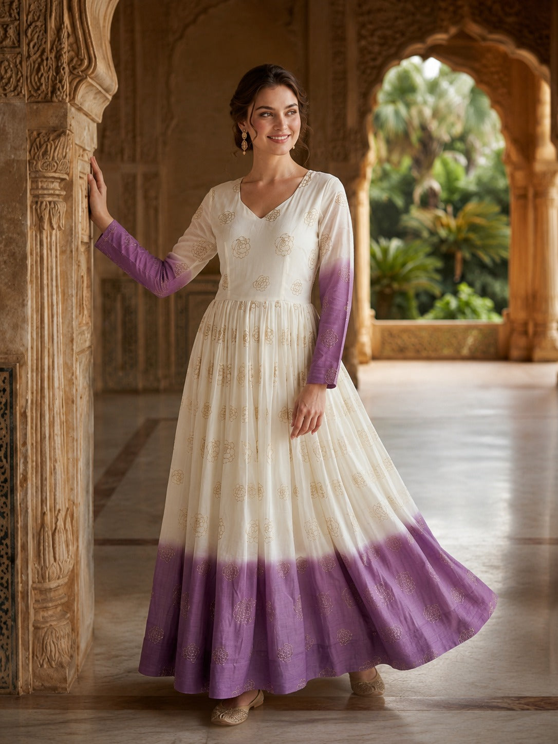 Faddism Premium Designer Shaded Silver Crunchy Gown