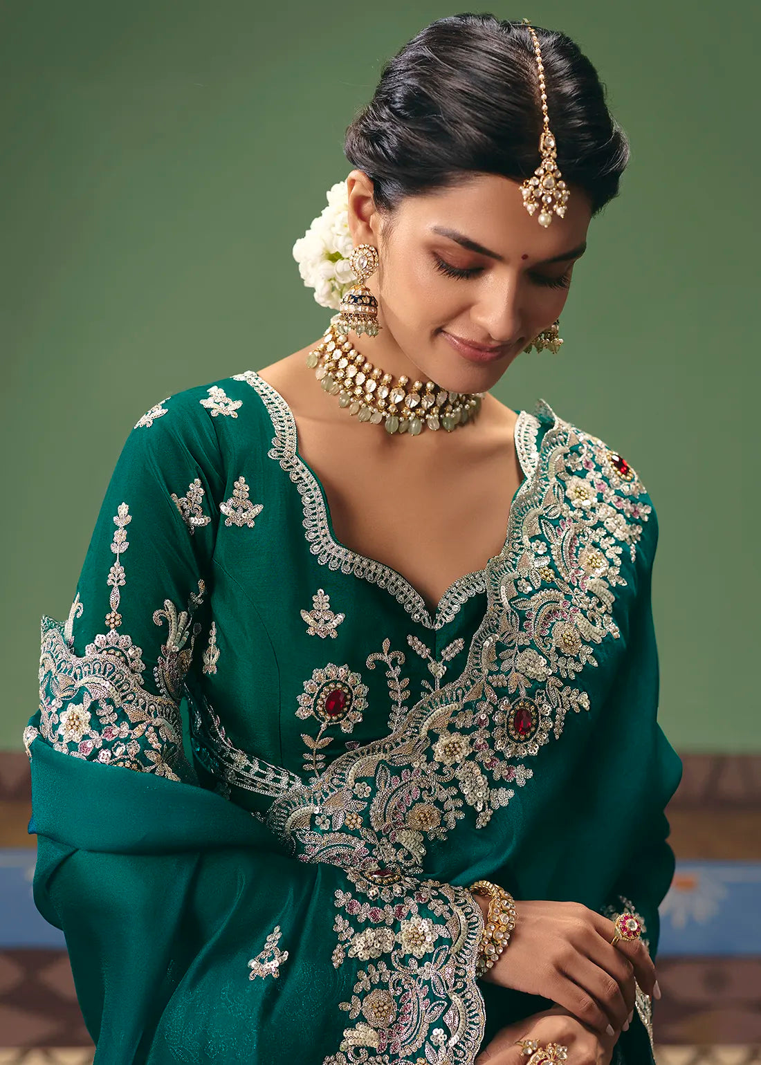 Faddism Shringar Green Pure Fancy Designer Saree