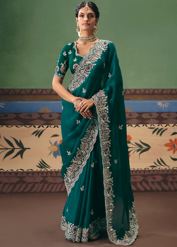 Faddism Shringar Green Pure Fancy Designer Saree