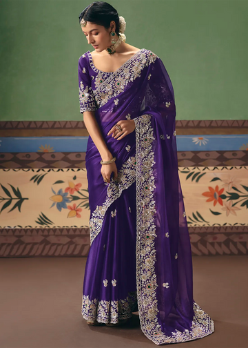 Faddism Shringar Royal Purple Pure Fancy Designer Saree