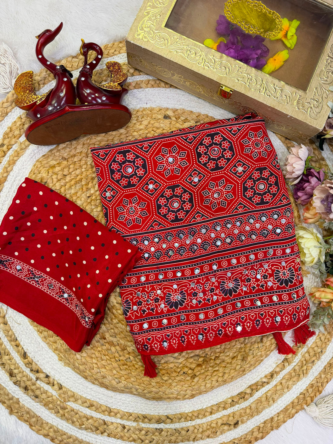 Faddism Soft Crepe Silk Ajrakh Printed Saree