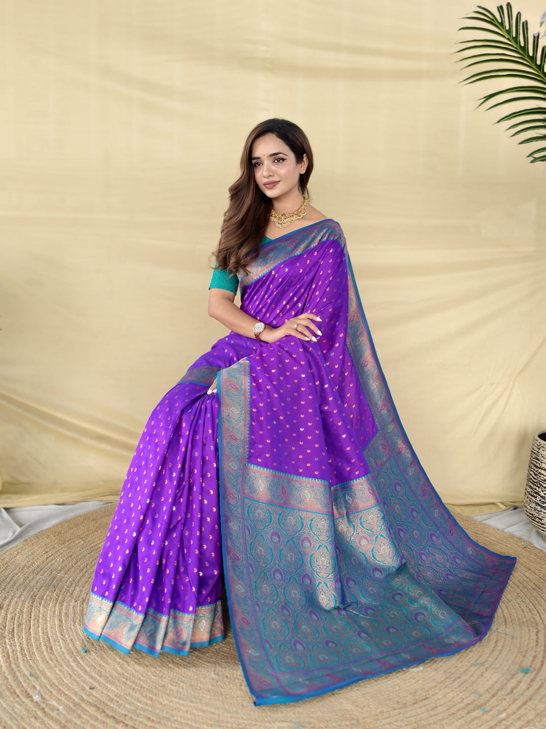 Sunanda Paithani Silk Saree with Contrast Weaving Border