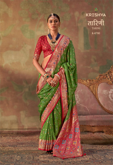 Faddism Trirath Tarini Mercerized Sigma Silk Patola Saree