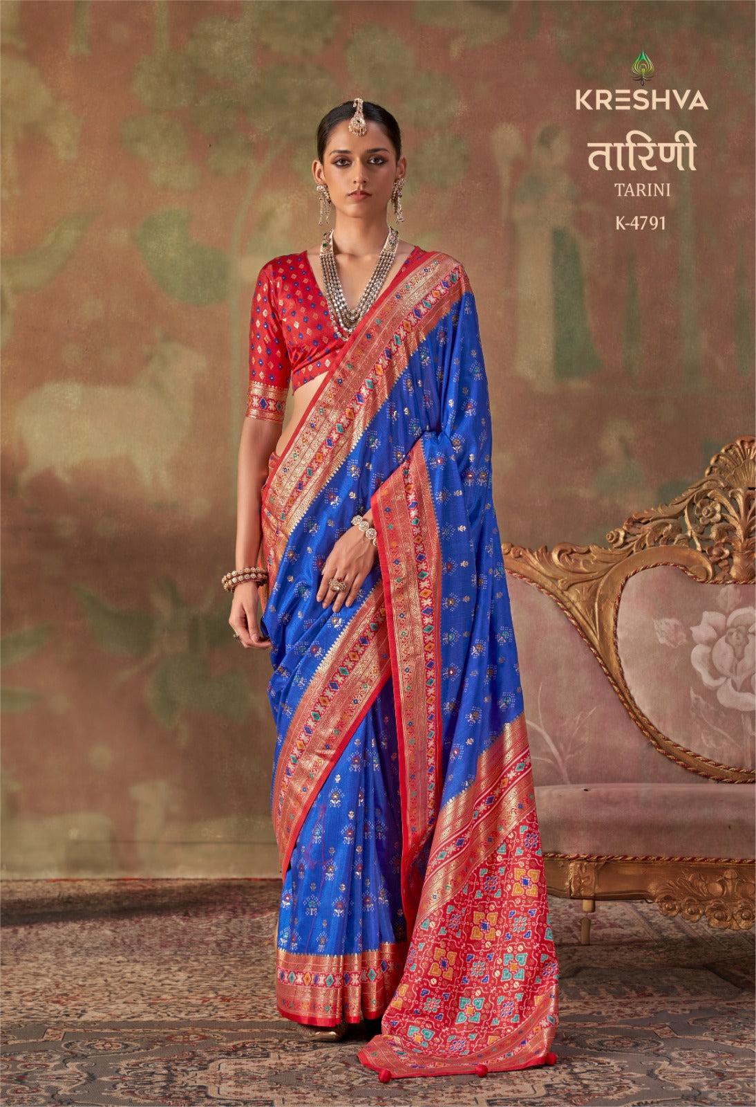 Faddism Trirath Tarini Mercerized Sigma Silk Patola Saree