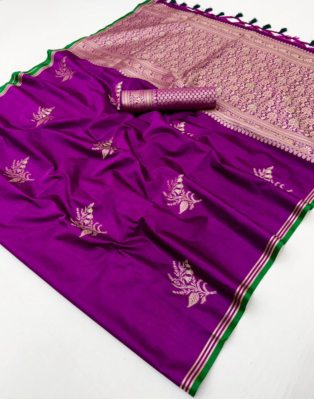 Faddism Wine Lotus Satin Linen Handloom Weaving Silk Saree