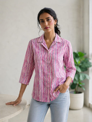 Faddism Women Rajasthani Traditional Soft Cotton Shirt with Wooden Buttons