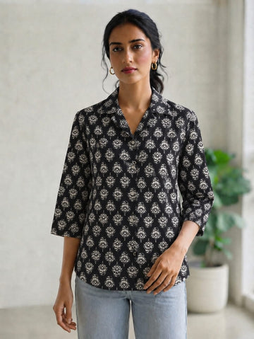 Faddism Women Rajasthani Traditional Soft Cotton Shirt with Wooden Buttons