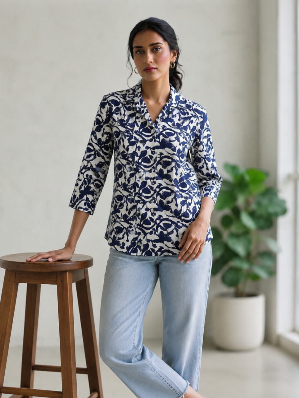 Faddism Women Rajasthani Traditional Soft Cotton Shirt with Wooden Buttons