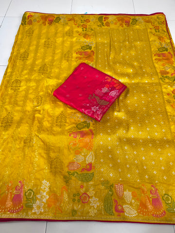 Faddism Heavy Dolla Silk Meenakari & Zari Weaving Saree