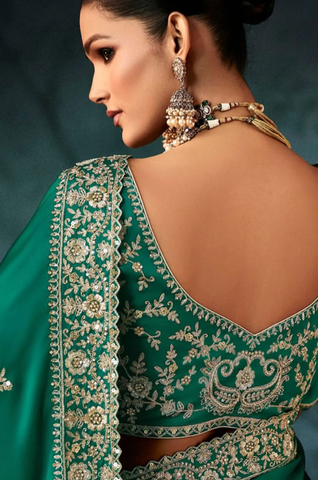 Faddism Green Pure Fancy Based Premium Designer Saree