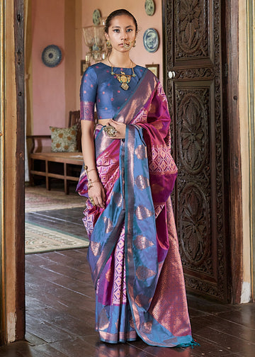 Faddism Kahaani  Magenta Pure Silk Pochampally Handloom Weaving Saree