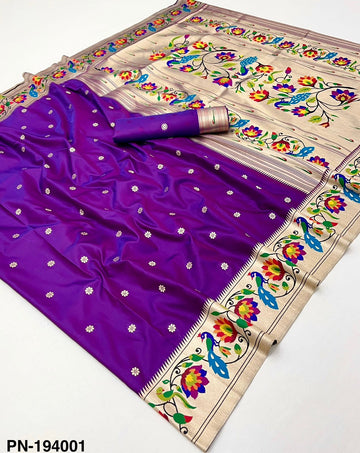 Faddism Pure Paithani Silk Saree with Zari Weaving