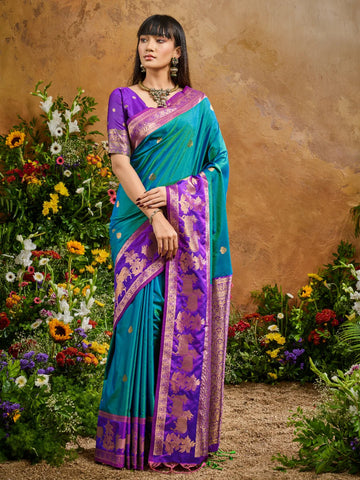 Faddism Rama Pure Silk Pichwai Handloom Weaving Saree