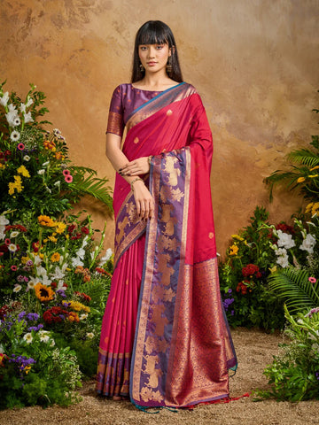 Faddism Red Pure Silk Pichwai Handloom Weaving Saree