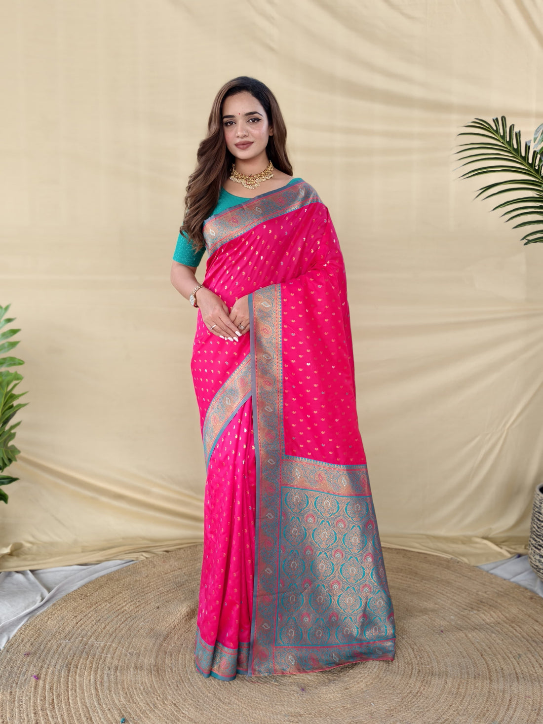 Sunanda Paithani Silk Saree with Contrast Weaving Border
