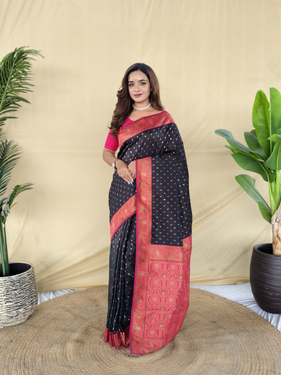 Sunanda Paithani Silk Saree with Contrast Weaving Border