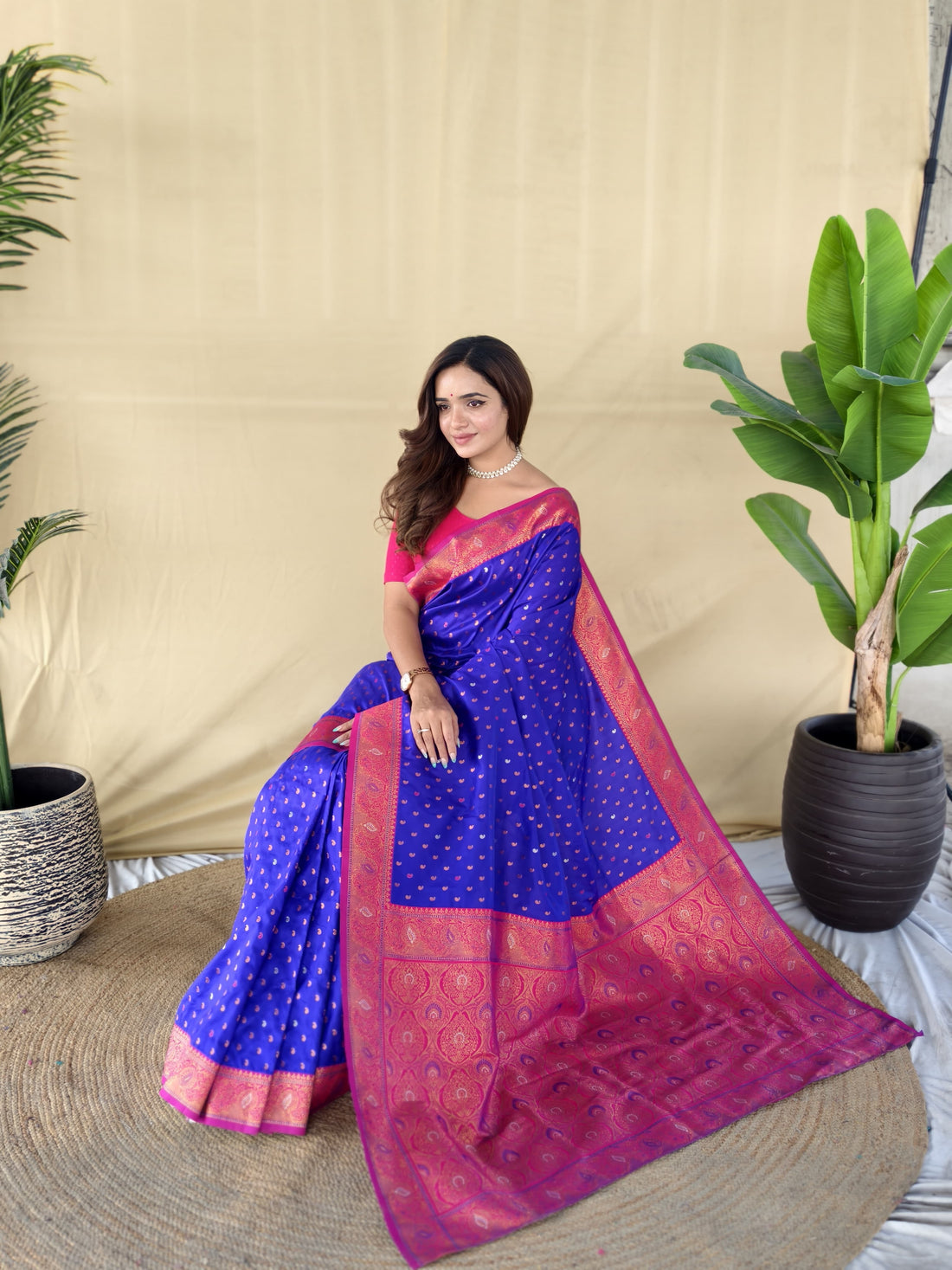 Sunanda Paithani Silk Saree with Contrast Weaving Border