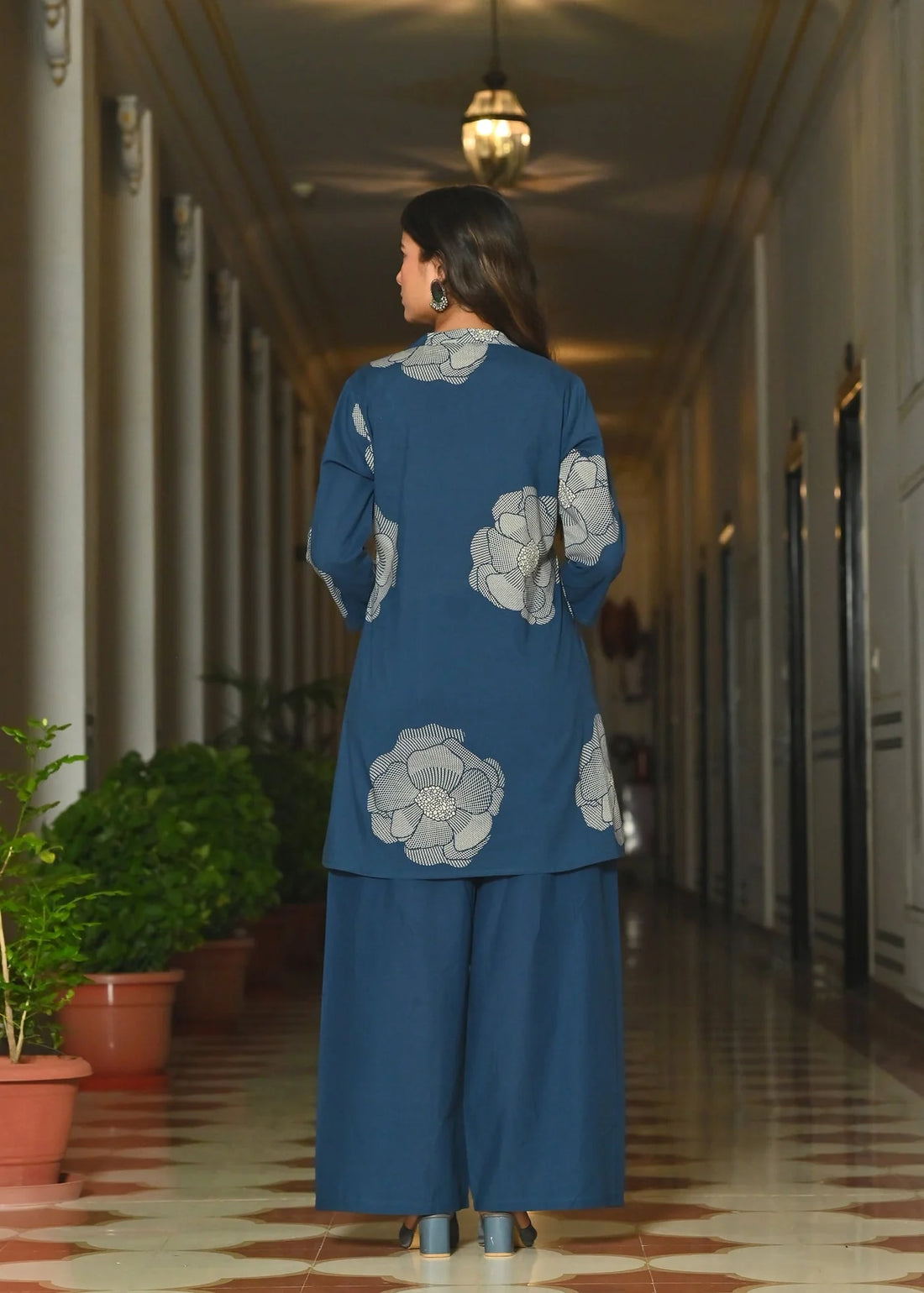 Blue Floral Printed Co-Ord Set for Women