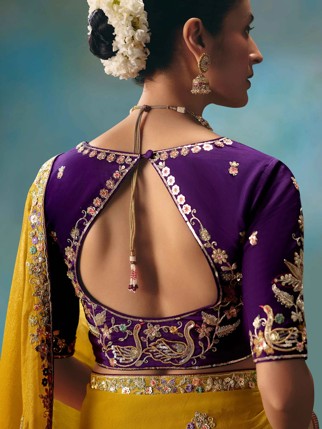 Faddism Kajal-18 Designer Mustard Yellow Handwork and Embroidery Saree
