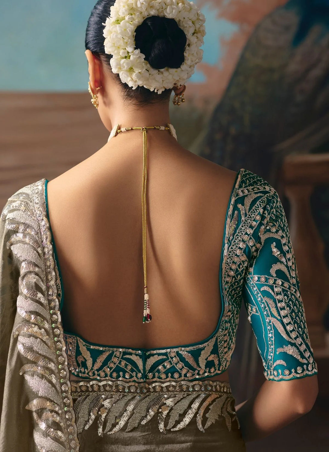 Faddism Kajal-18 Designer Grey Handwork and Embroidery Saree