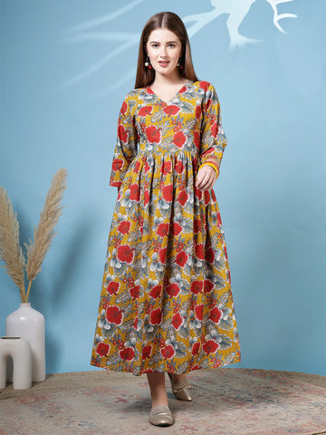 Women Multicolor Printed Flared Dress