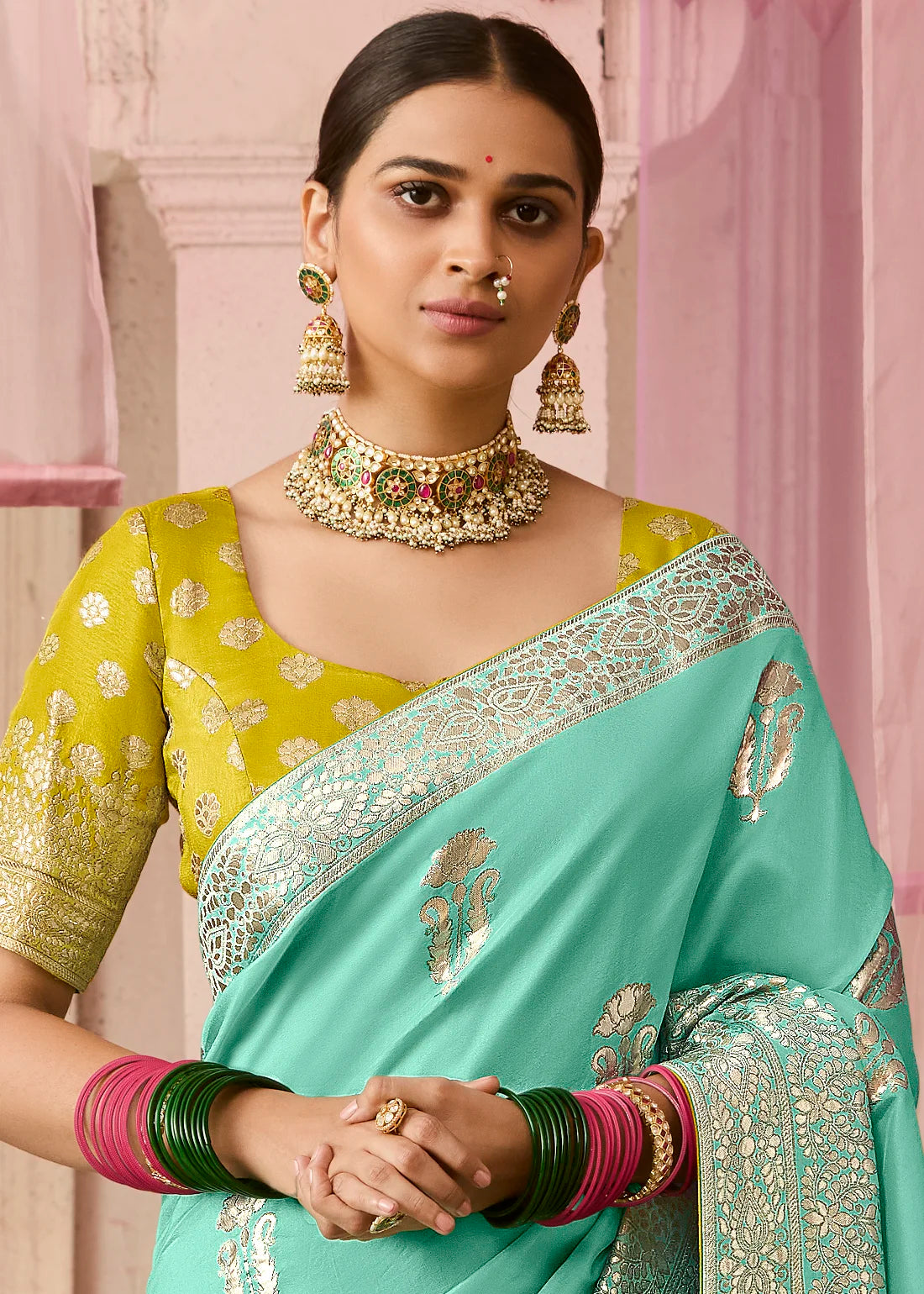 Faddism Premika Sea Green Premium Viscose Ethnic Collection