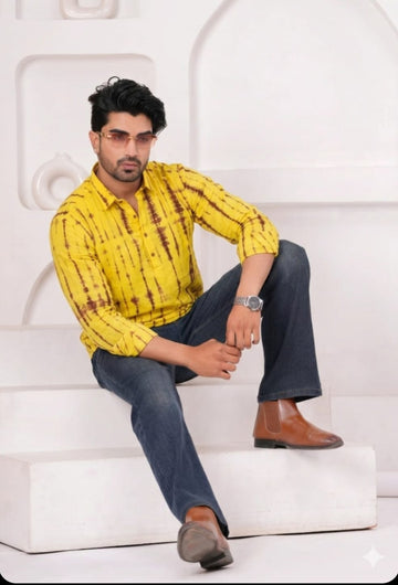 Hand Block Printed Cotton Short Kurta for Men