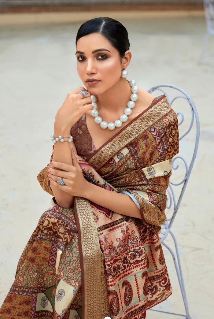 Goldfish Orange Dola Handloom Silk Saree – A Statement of Class & Tradition