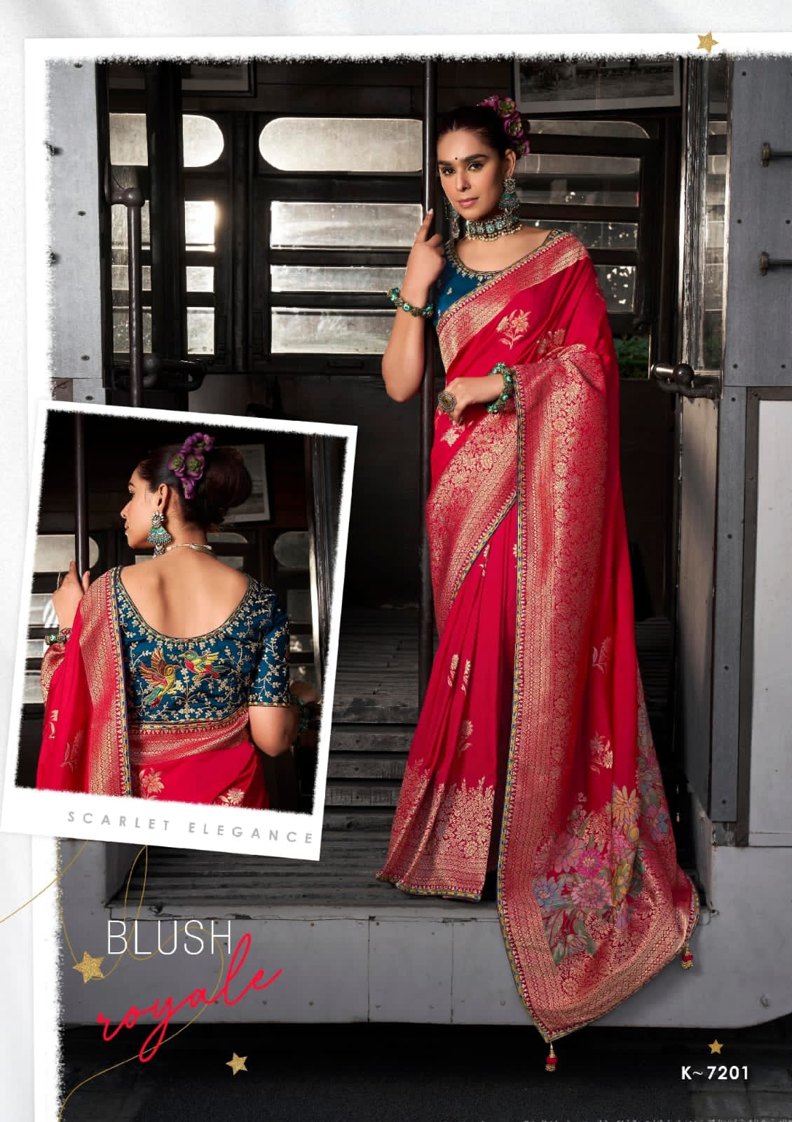 Luxurious Soft Dola Viscous Silk Saree with 3D Weaved Pallu & Embroidered Blouse