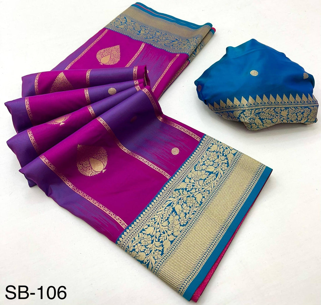 Elegant Banarasi Stripe Silk Saree with Rich Zari Weaving – RajPath Collection
