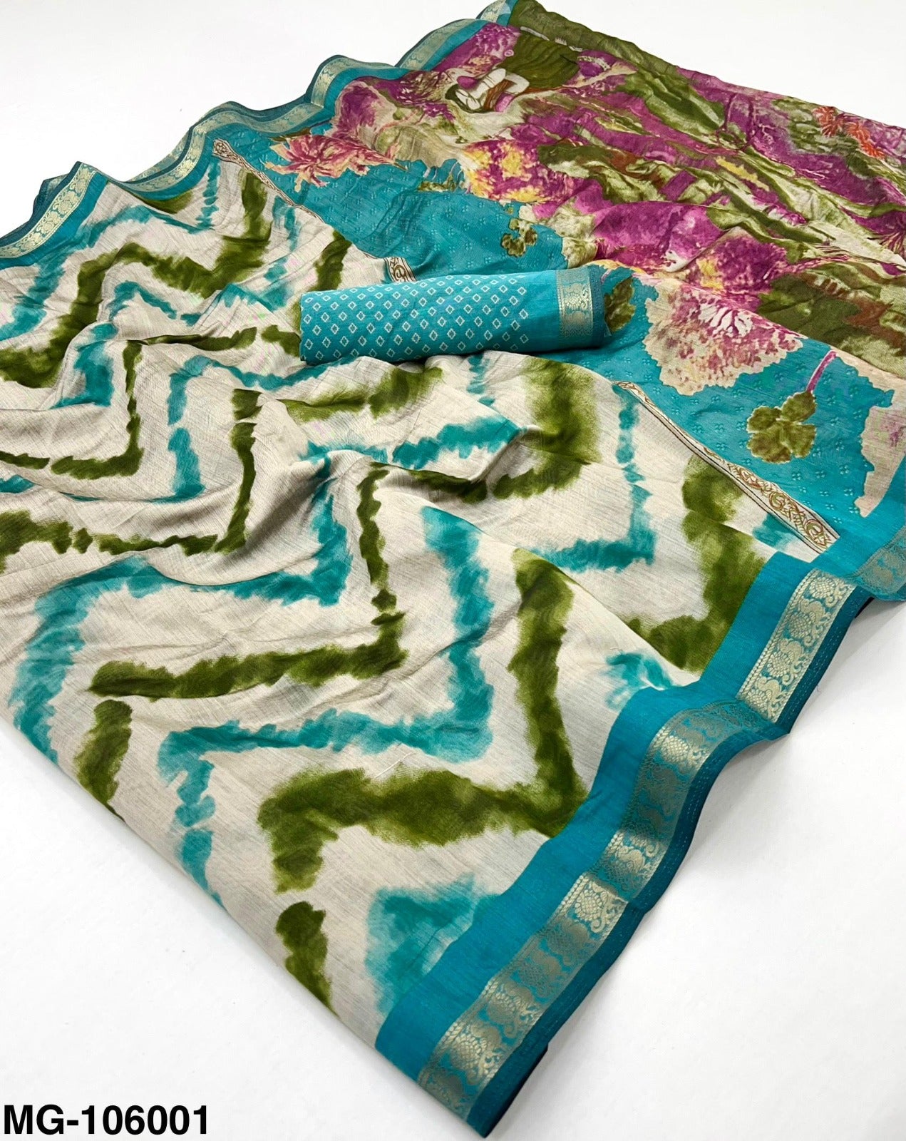 Super Trending Kazari Mangalgiri Leheriya Cotton Saree