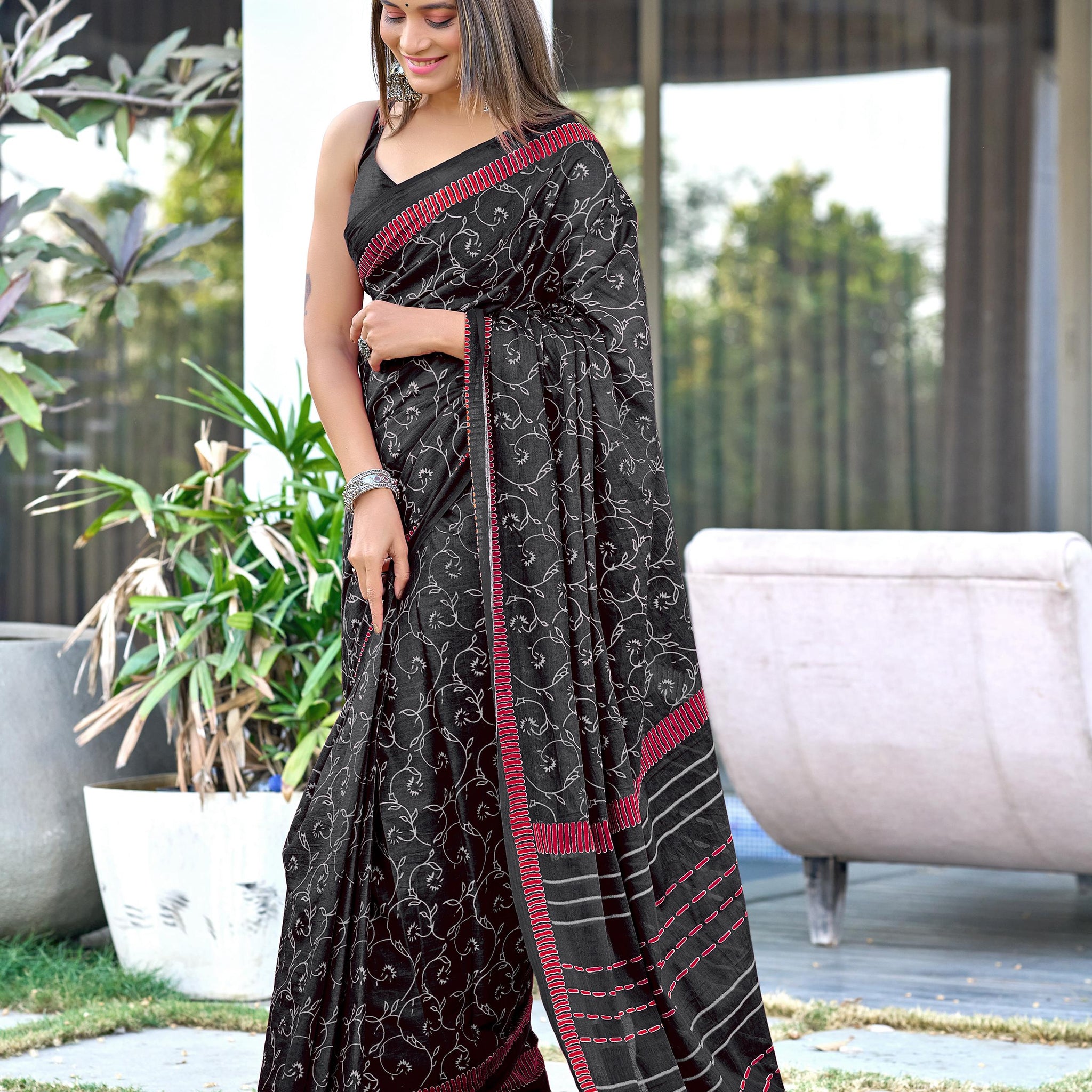 Ajrakh Fancy Hand Block Mulmul Cotton Sarees – Feel the Luxury of Soft Cotton
