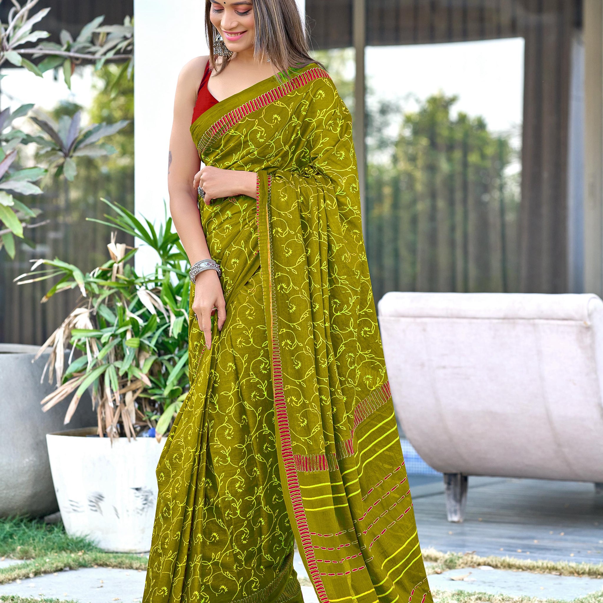 Ajrakh Fancy Hand Block Mulmul Cotton Sarees – Feel the Luxury of Soft Cotton