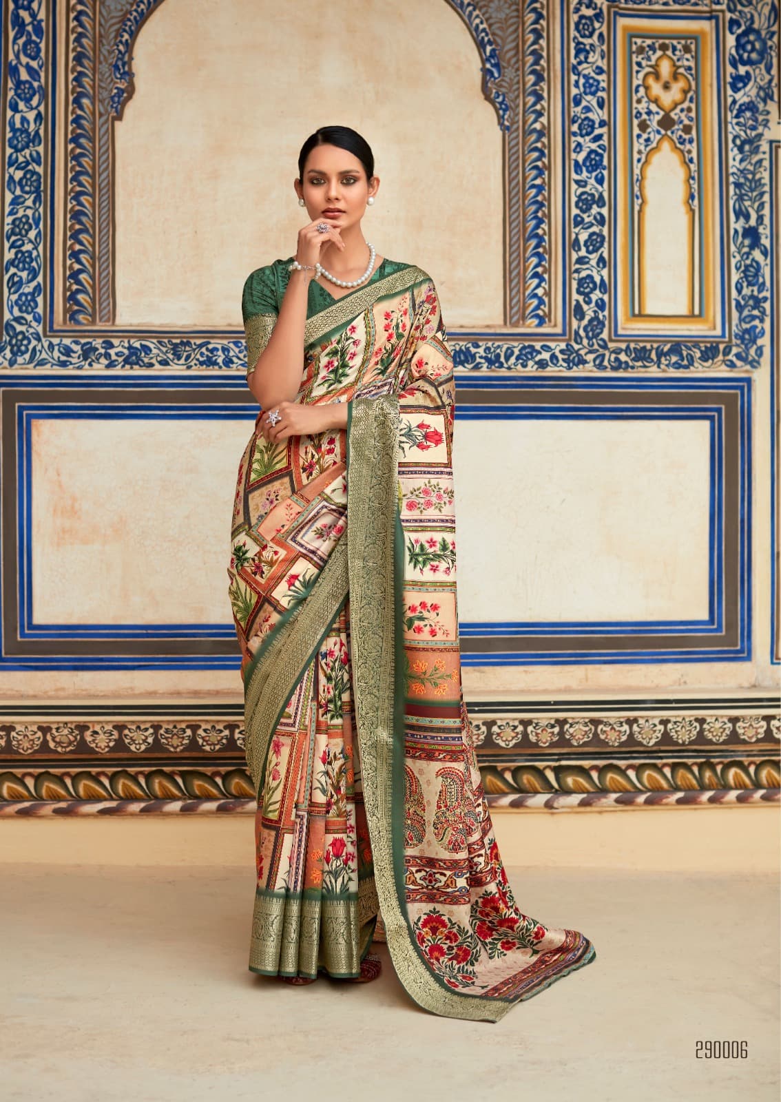 Fawn Green and Cream Dola Handloom Silk Saree – A Statement of Class & Tradition